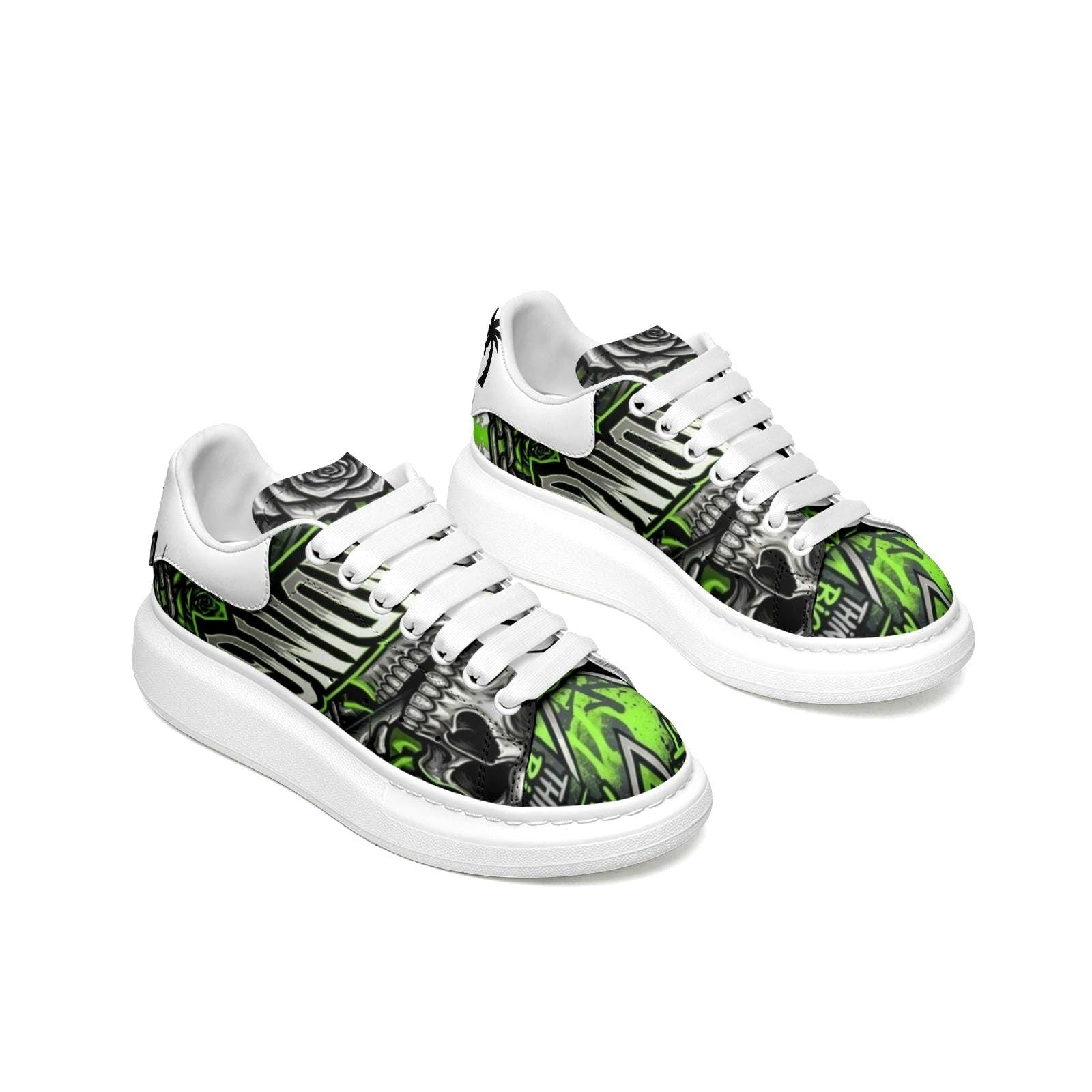 Custom Unisex Sneakers Men Women Streetwear Graffiti Platform Shoes Chunky sole Fat Laces