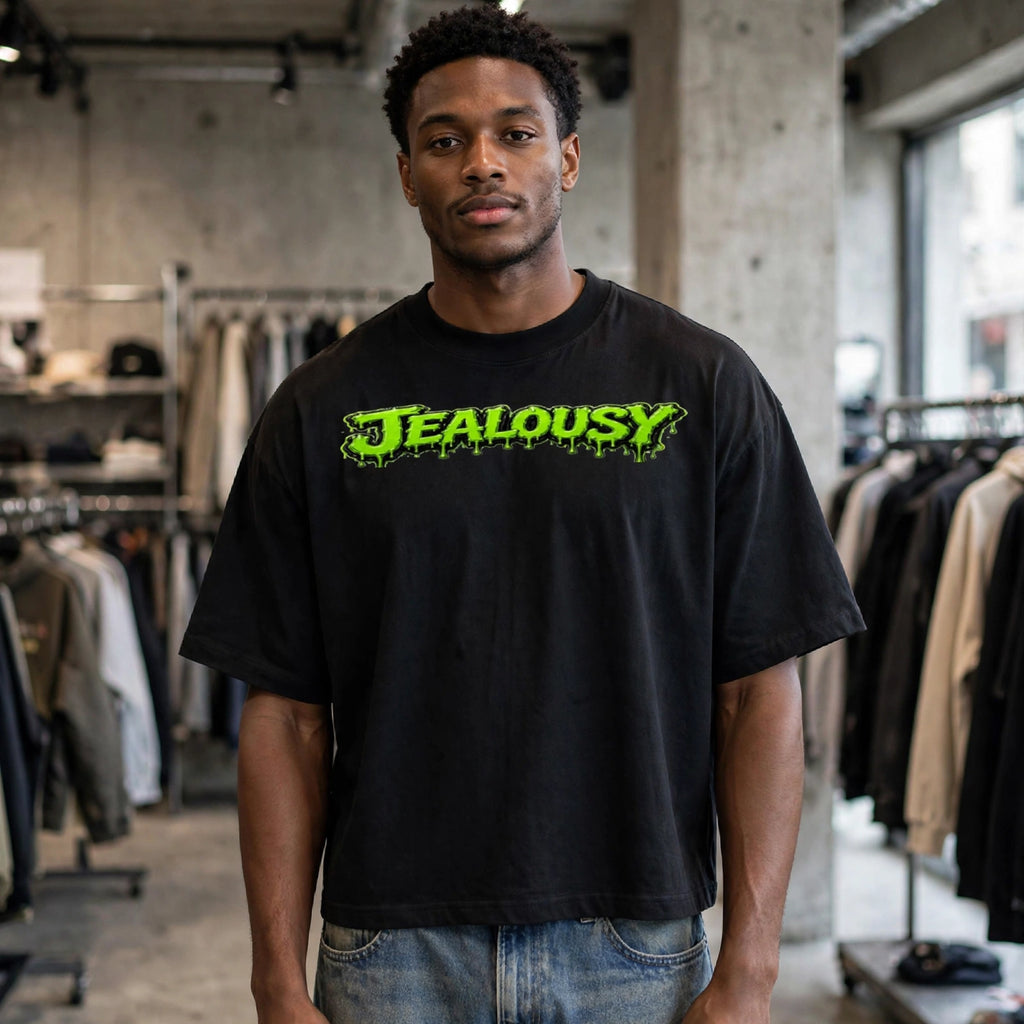 Heavyweight Boxy Crop Tee | 250 GSM Drop Shoulder Jealousy Graphic Tee | NFEO ZAZA Reserve