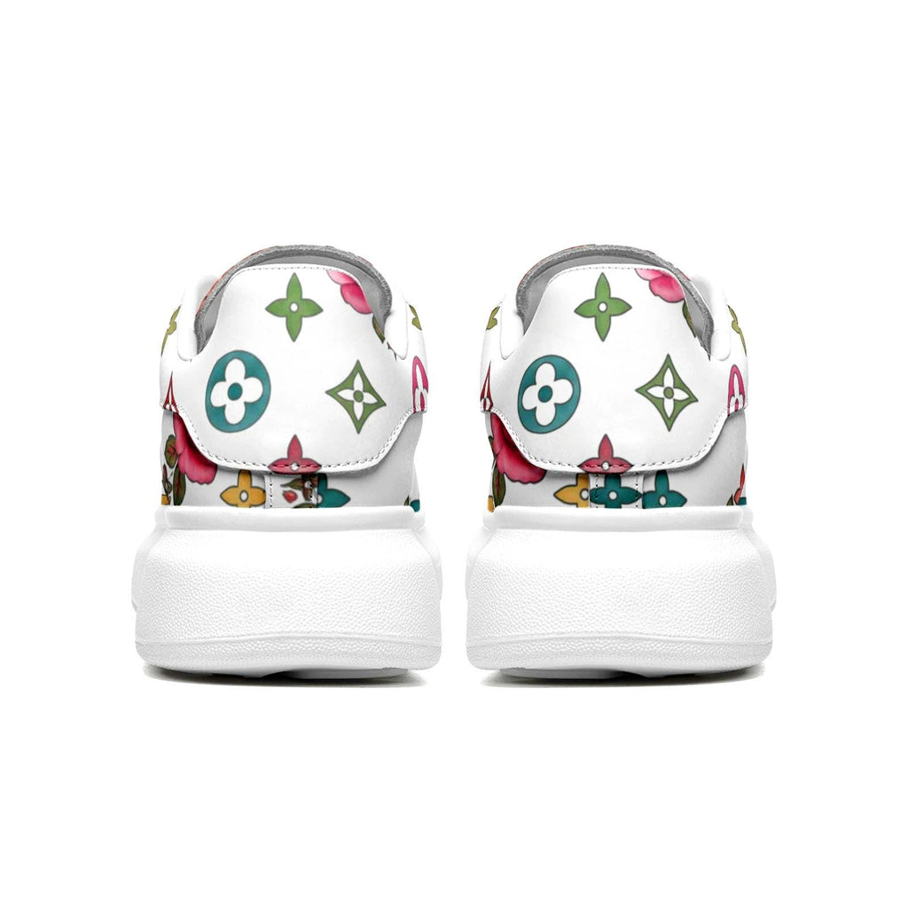 Baskets personnalisées avec plateforme, motif floral blanc, pour femmes – Cadeaux d'été personnalisés pour elle – Chaussures