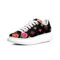 Custom Platform Sneakers Black Floral Shoes For Women Personalized Summer Gifts For Her Footwear