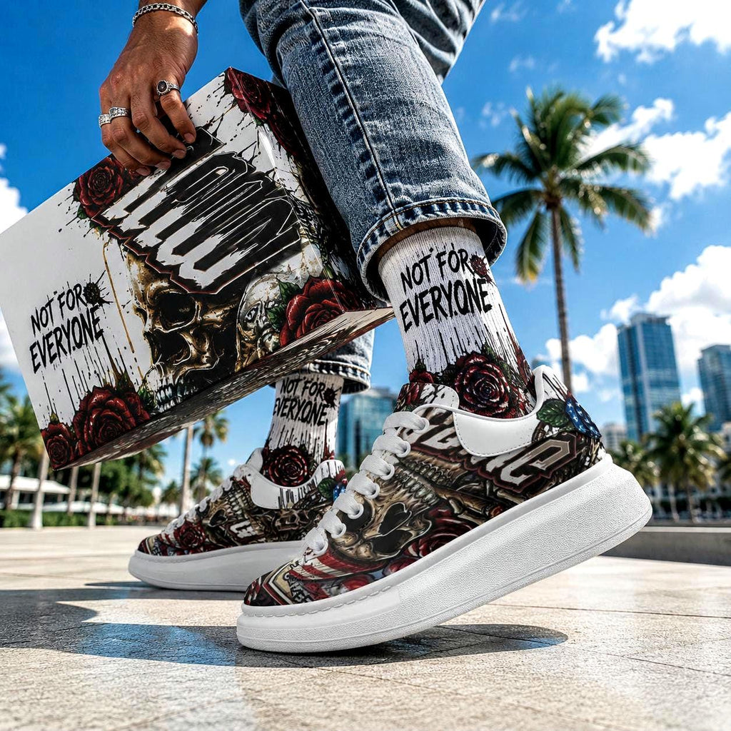 Custom platform Sneakers Unisex personalized Streetwear Fat Laces Chunky Sole Shoes Wide Toe Footwear