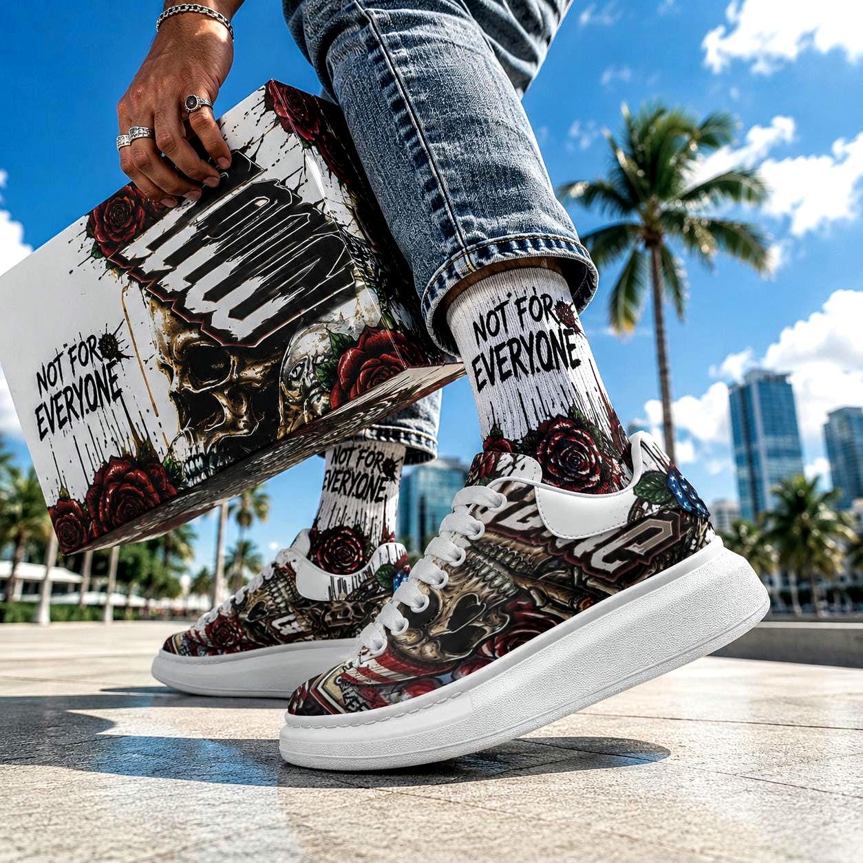 Custom platform Sneakers Unisex personalized Streetwear Fat Laces Chunky Sole Shoes Wide Toe Footwear