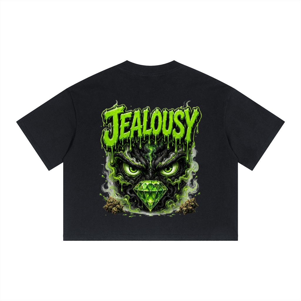 Heavyweight Boxy Crop Tee | 250 GSM Drop Shoulder Jealousy Graphic Tee | NFEO ZAZA Reserve