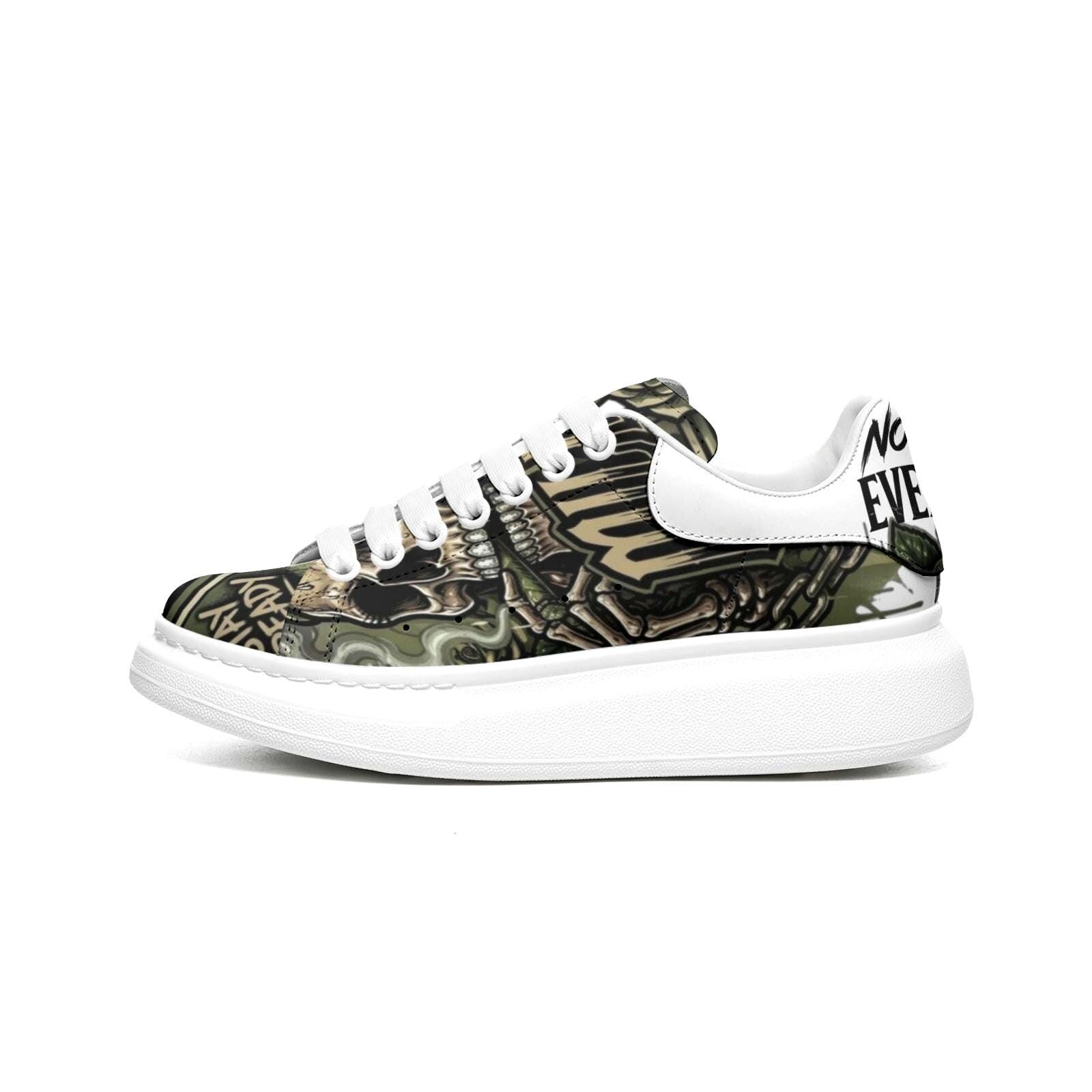 Custom Unisex Platform Sneakers Camouflage Army Fatigue Streetwear Chunky Sole Fat Laces Customized Footwear