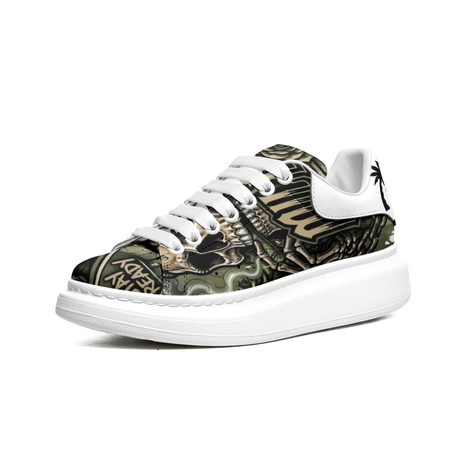Custom Unisex Platform Sneakers Camouflage Army Fatigue Streetwear Chunky Sole Fat Laces Customized Footwear