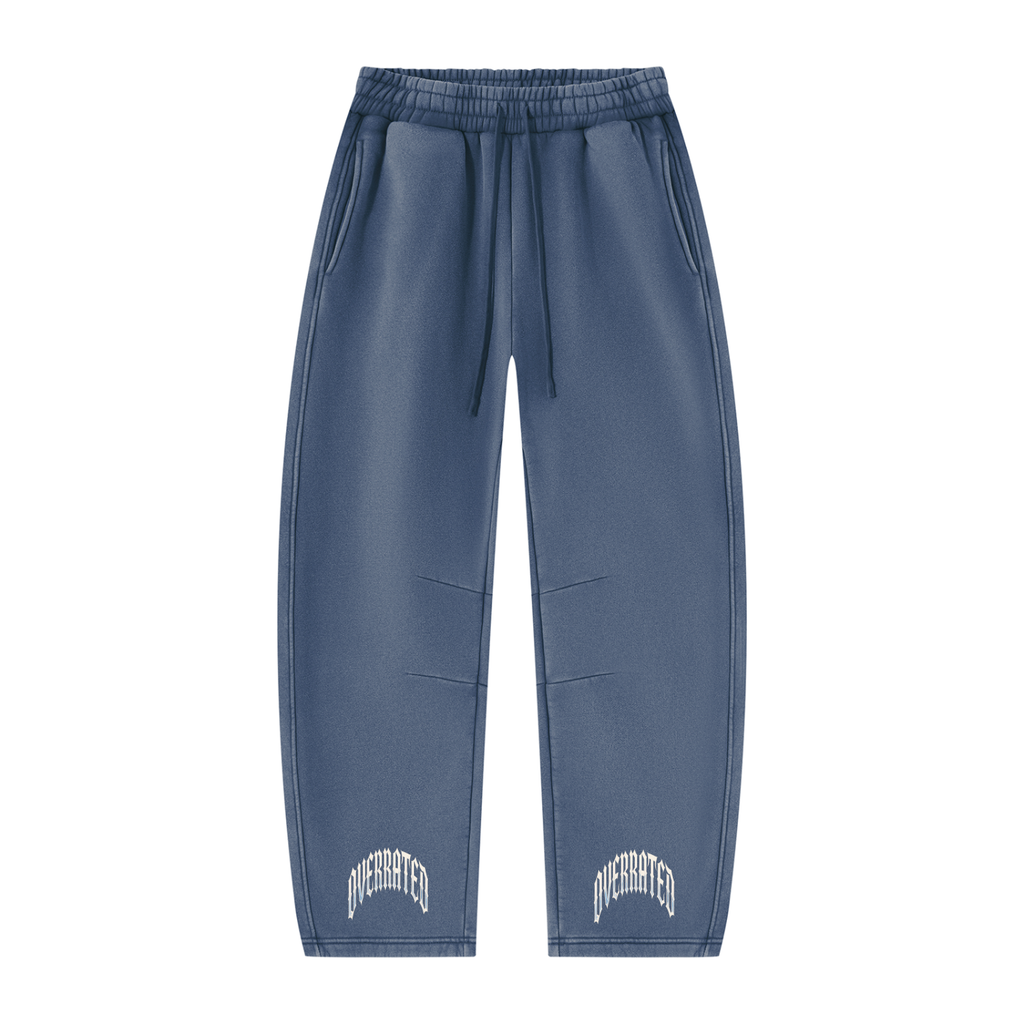 Pantalon de jogging unisexe en molleton à jambe large délavé style tendance et coupe haut de gamme assorti à l'ensemble t-shirt, sweat à capuche et casquette de camionneur en mousse de la collection Overrated