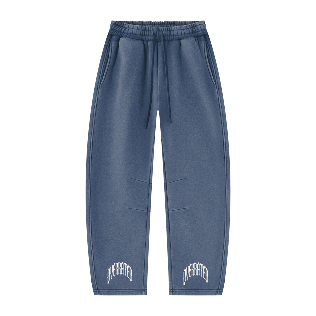 Pantalon de jogging unisexe en molleton à jambe large délavé style tendance et coupe haut de gamme assorti à l'ensemble t-shirt, sweat à capuche et casquette de camionneur en mousse de la collection Overrated