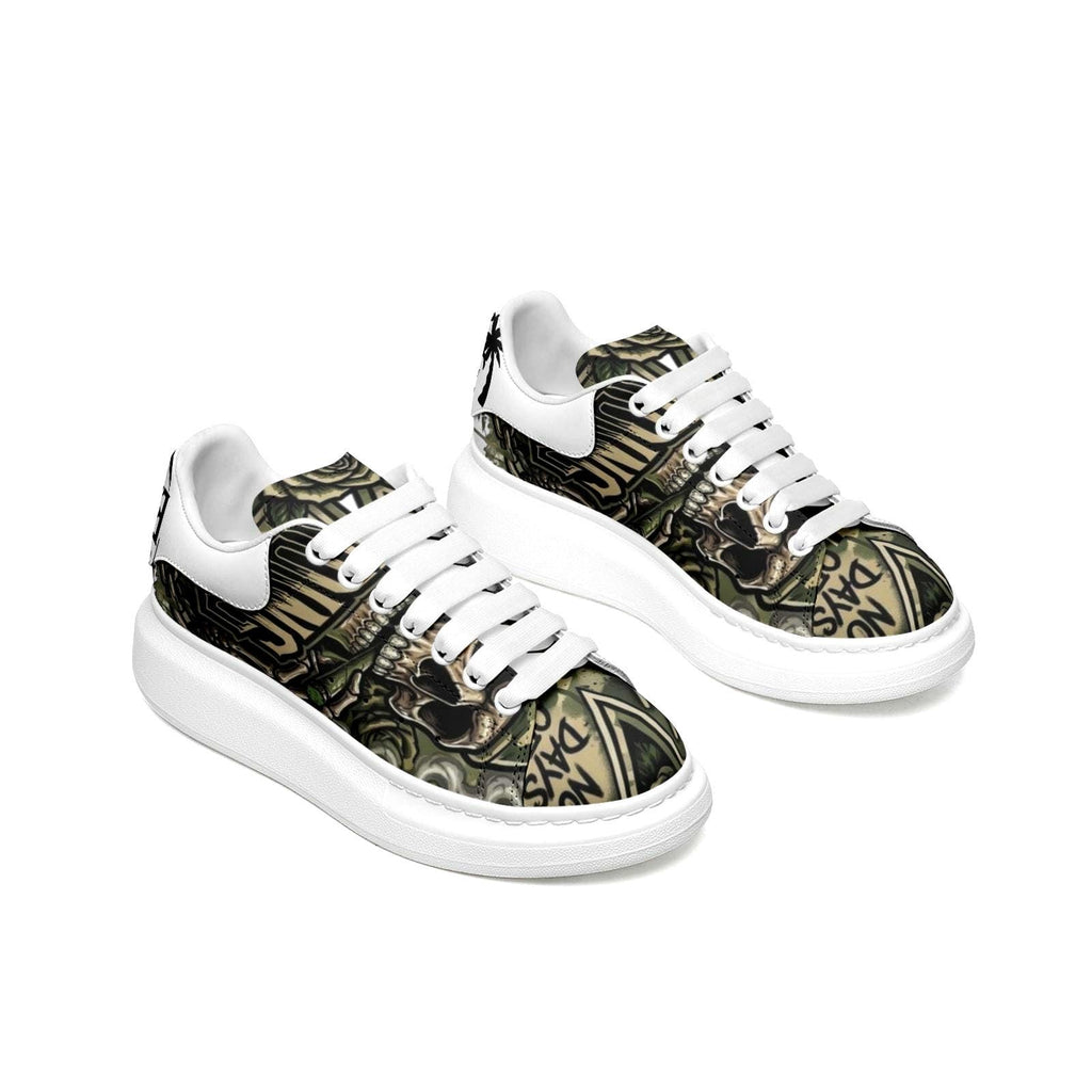 Custom Unisex Platform Sneakers Camouflage Army Fatigue Streetwear Chunky Sole Fat Laces Customized Footwear
