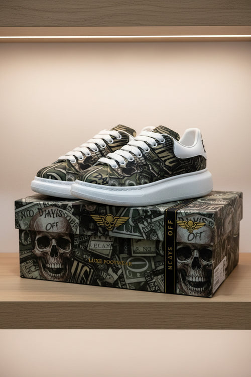 Baskets Plateforme Unisexe Personnalisées Camouflage Militaire Streetwear Semelle Épaisse Lacets Larges Chaussures Personnalisées