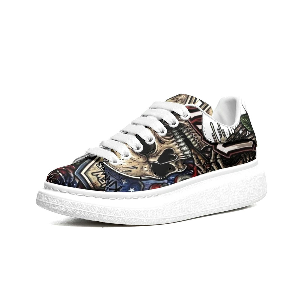 Custom platform Sneakers Unisex personalized Streetwear Fat Laces Chunky Sole Shoes Wide Toe Footwear