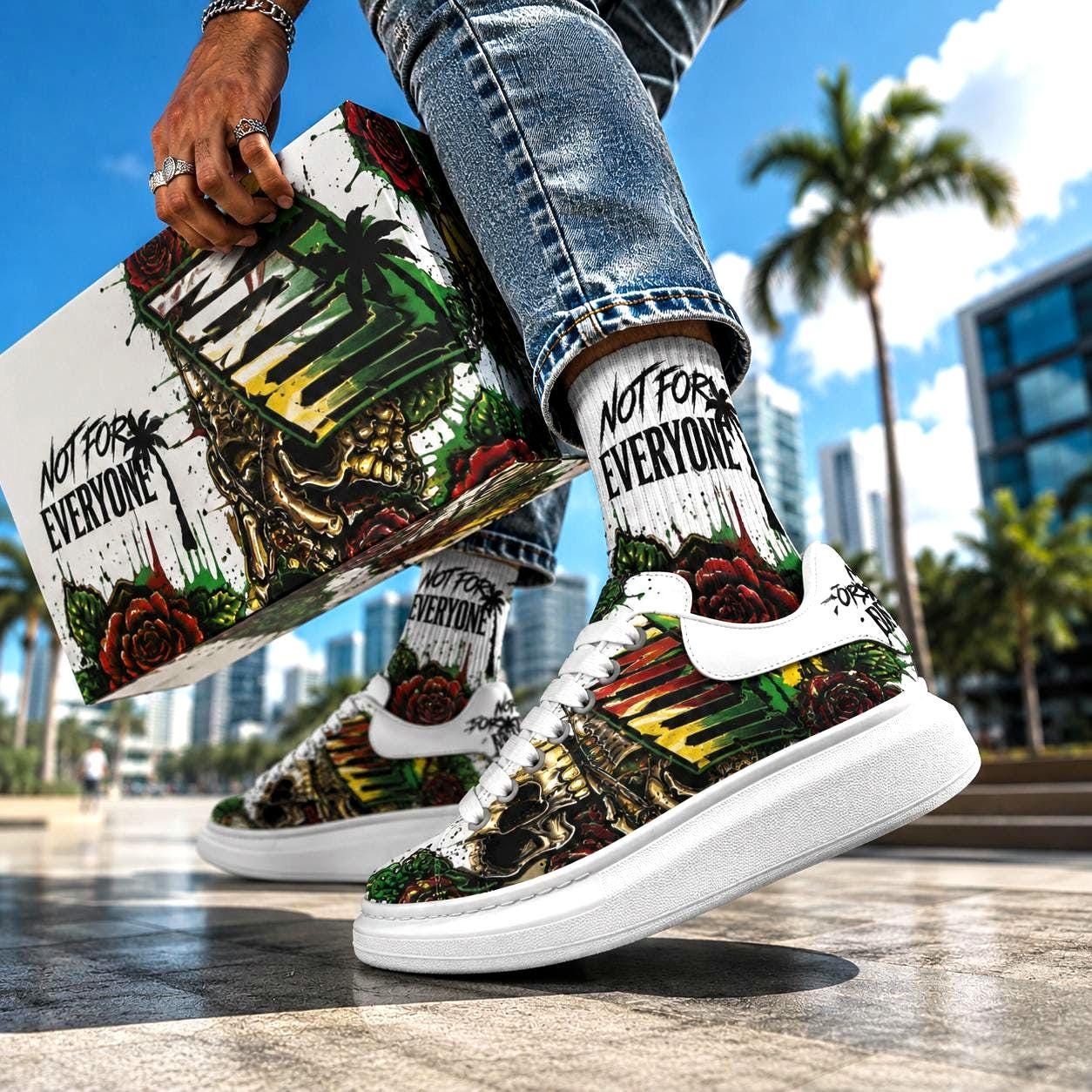 Custom Unisex Sneakers personalized Streetwear Jamaica Africa Chunky Sole Shoes Reggae Hypebeast Platform