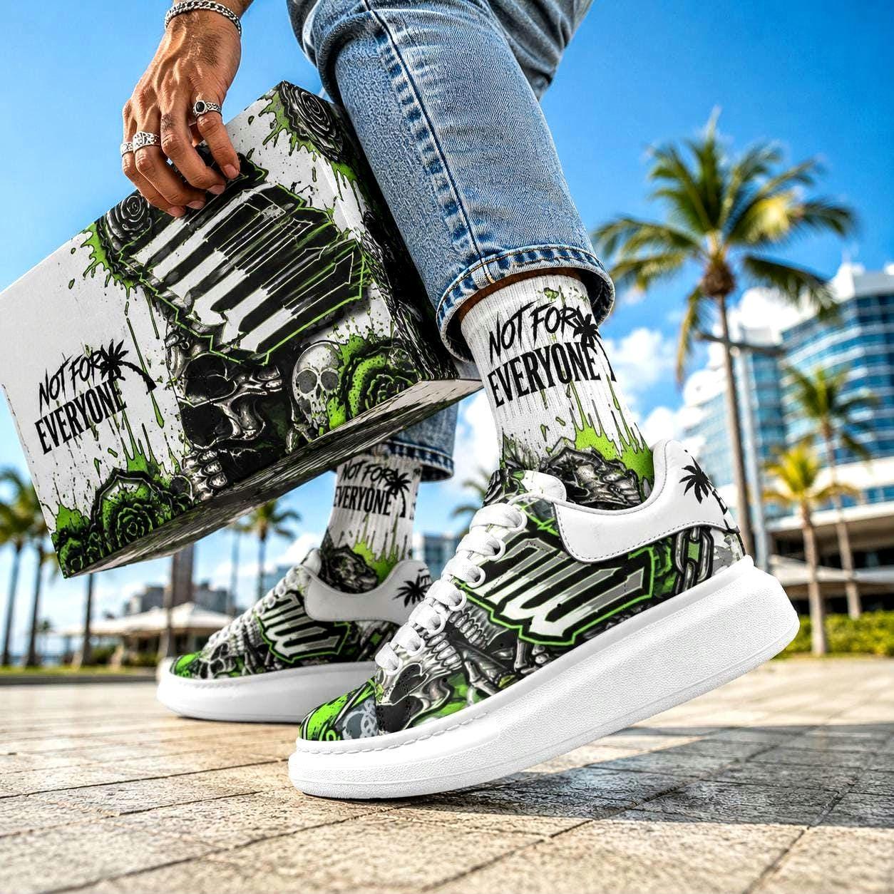 Custom Unisex Sneakers Men Women Streetwear Graffiti Platform Shoes Chunky sole Fat Laces