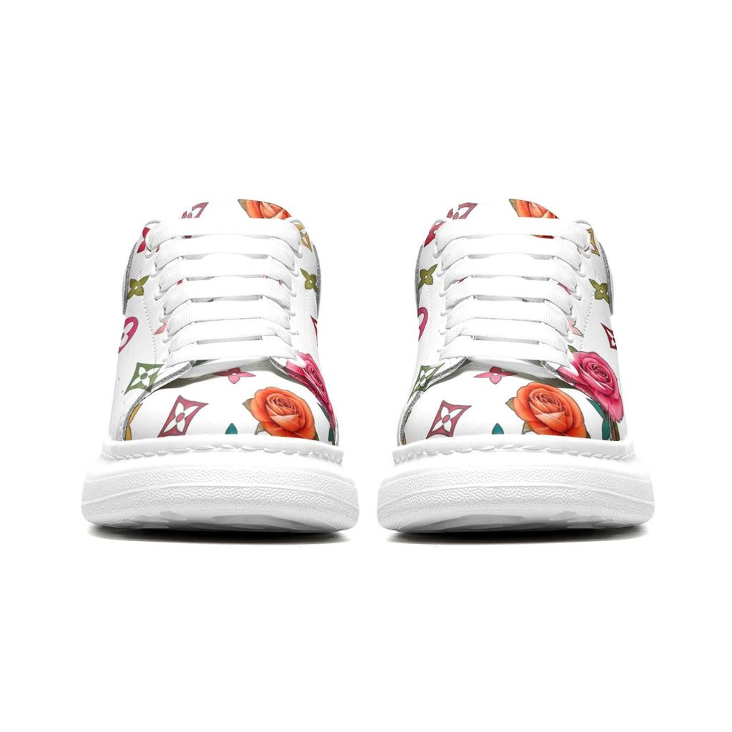 Baskets personnalisées avec plateforme, motif floral blanc, pour femmes – Cadeaux d'été personnalisés pour elle – Chaussures