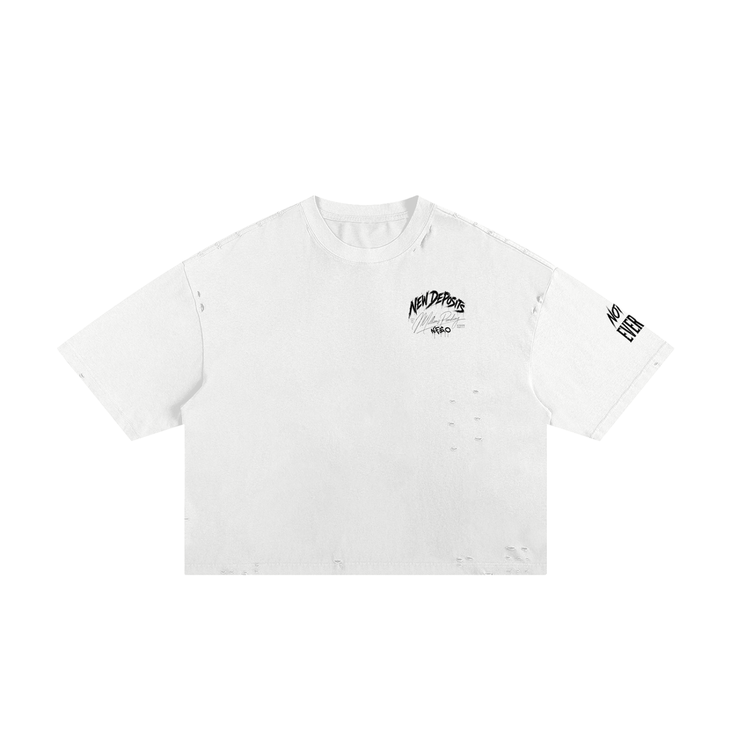 New Deposits Frayed Boxy Designer Tee - Millions Pending NFEO Premium Distressed Streetwear Essentials Entrepreneurs Fashion