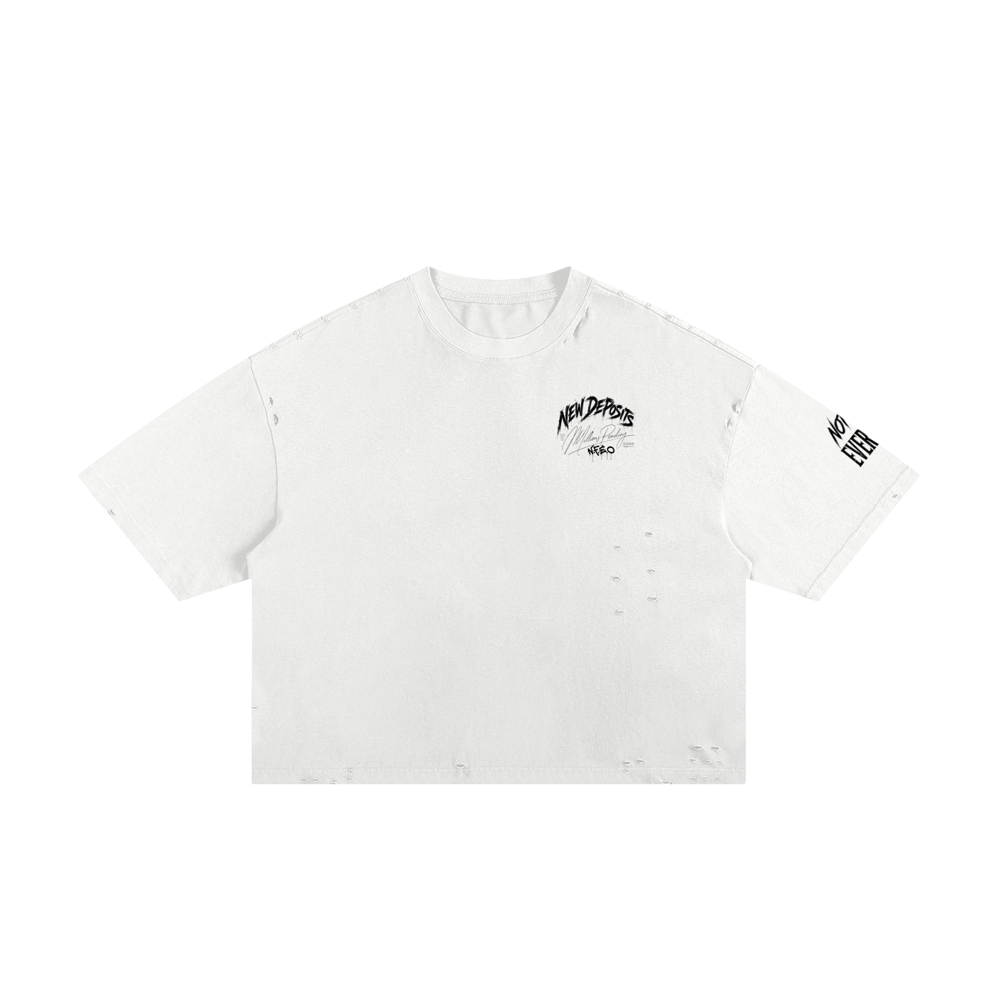 New Deposits Frayed Boxy Designer Tee - Millions Pending NFEO Premium Distressed Streetwear Essentials Entrepreneurs Fashion