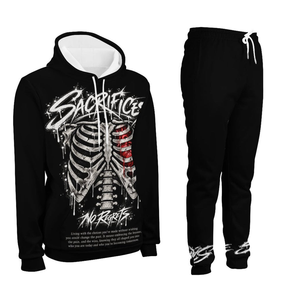 Black Unisex Hoodie & Jogger Set, 2 Piece Tracksuit, Graphic Streetwear Sweatsuit