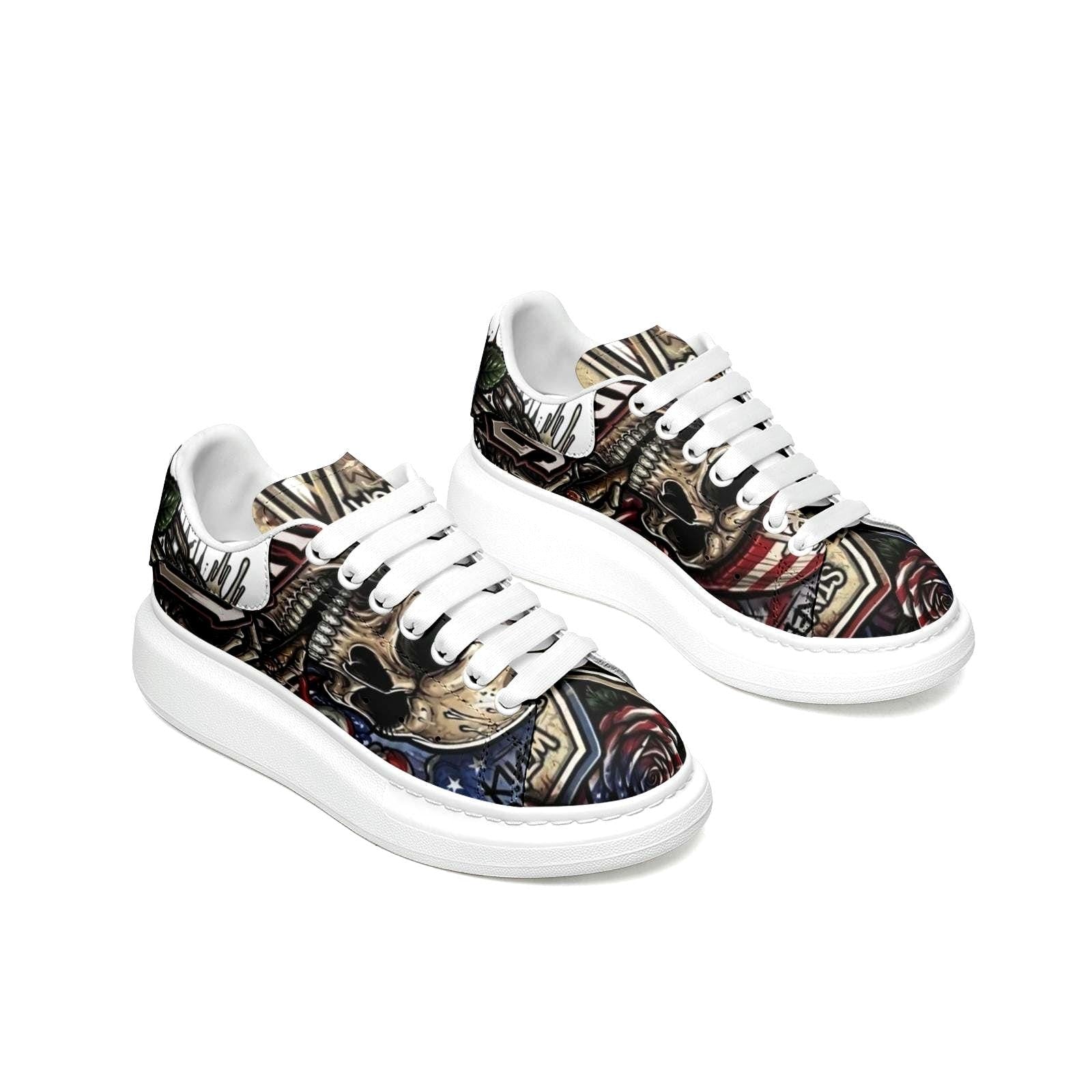 Custom platform Sneakers Unisex personalized Streetwear Fat Laces Chunky Sole Shoes Wide Toe Footwear
