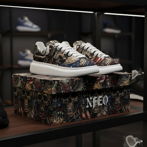 Custom platform Sneakers Unisex personalized Streetwear Fat Laces Chunky Sole Shoes Wide Toe Footwear