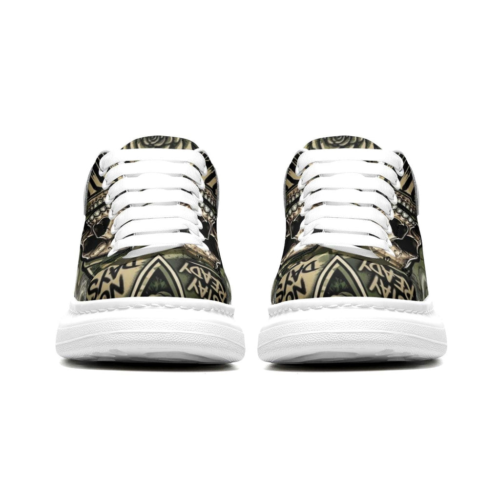 Custom Unisex Platform Sneakers Camouflage Army Fatigue Streetwear Chunky Sole Fat Laces Customized Footwear