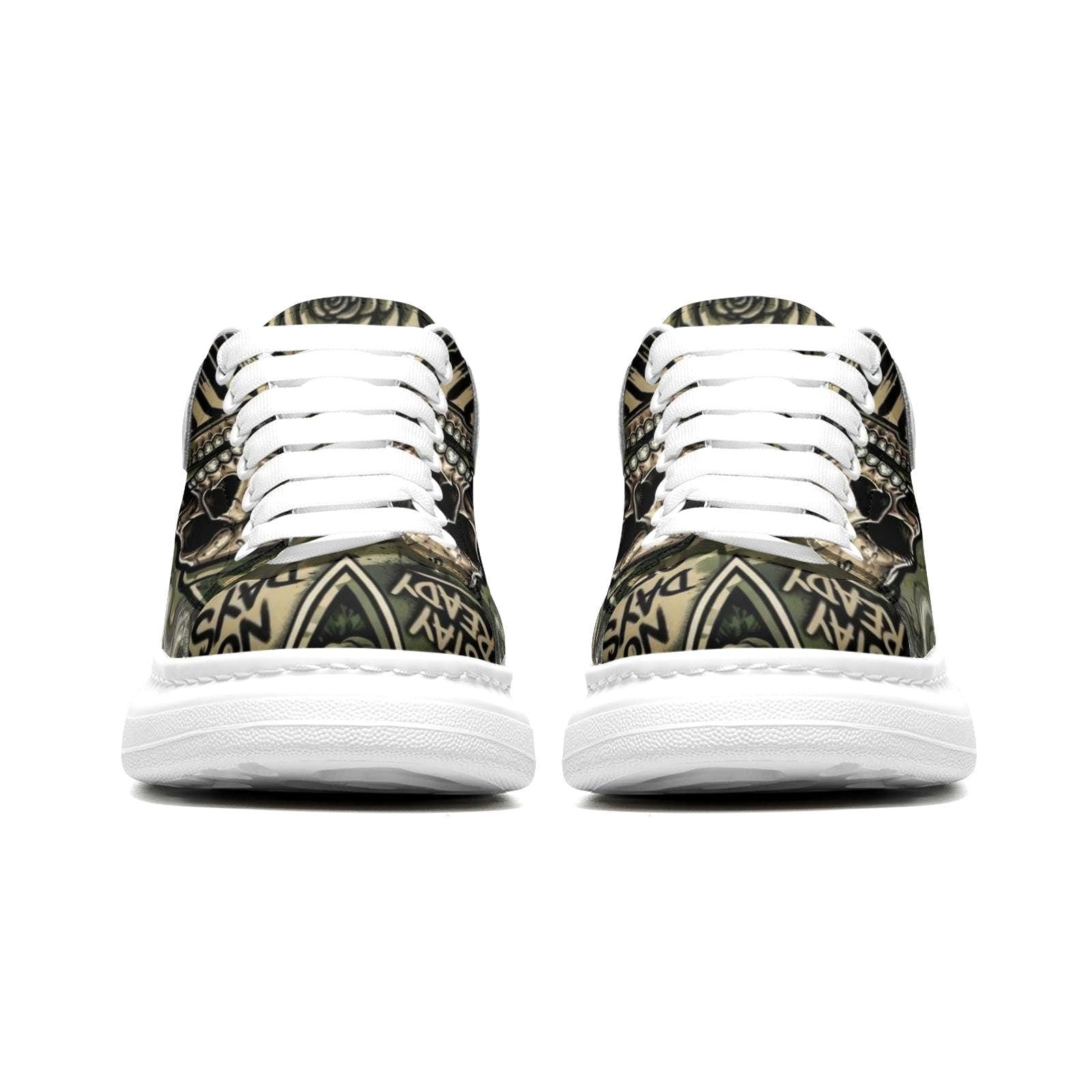 Custom Unisex Platform Sneakers Camouflage Army Fatigue Streetwear Chunky Sole Fat Laces Customized Footwear