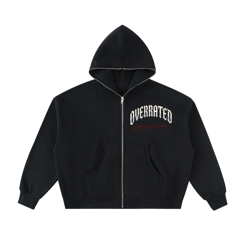 Sweat à capuche court unisexe zippé Premium Overrated Trending NFEO Streetwear Essentials