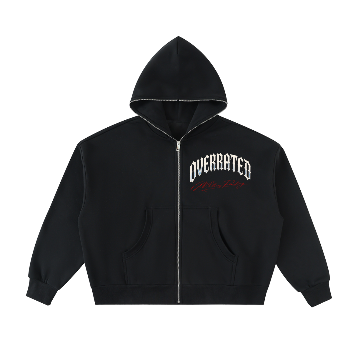 Sweat à capuche court unisexe zippé Premium Overrated Trending NFEO Streetwear Essentials