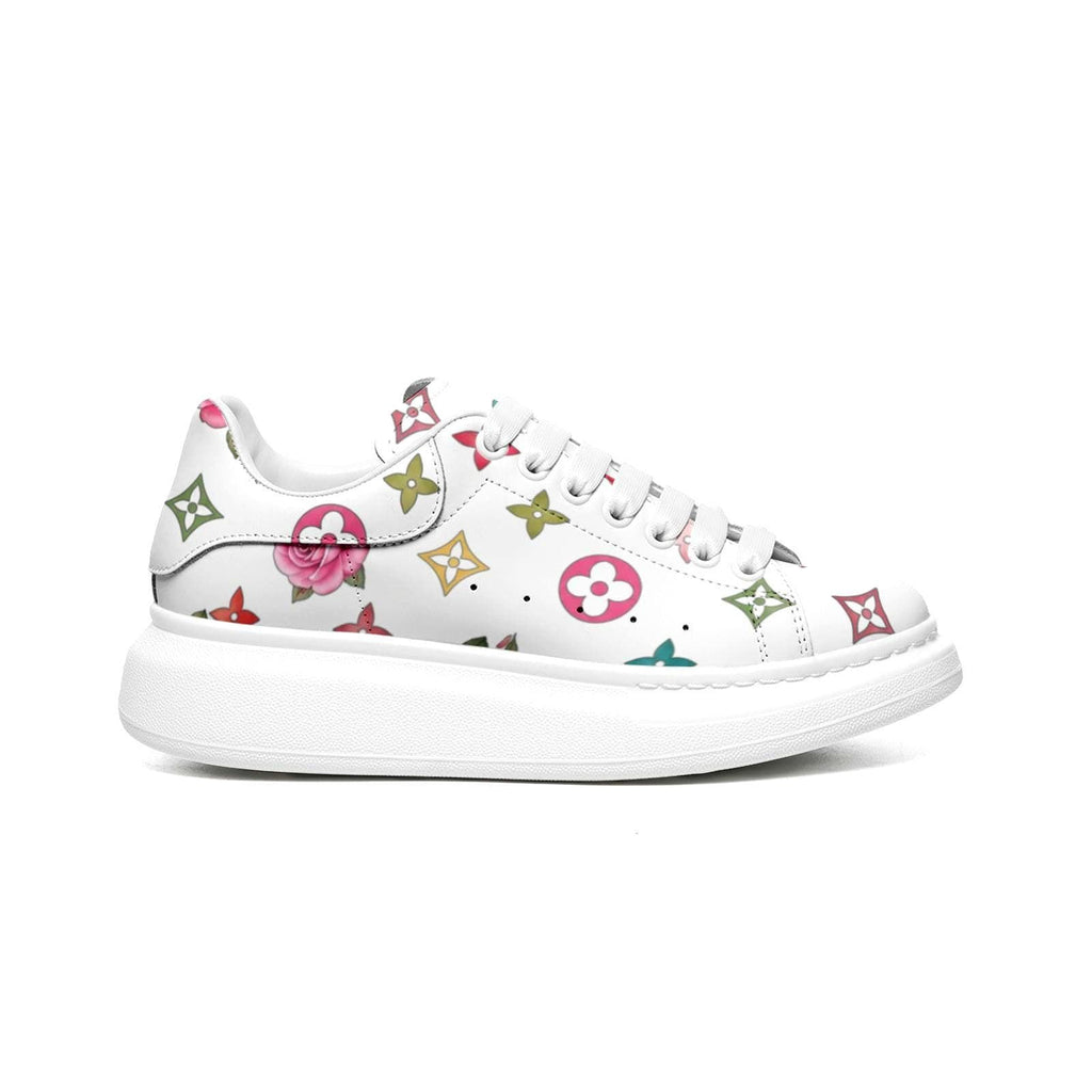 Baskets personnalisées avec plateforme, motif floral blanc, pour femmes – Cadeaux d'été personnalisés pour elle – Chaussures