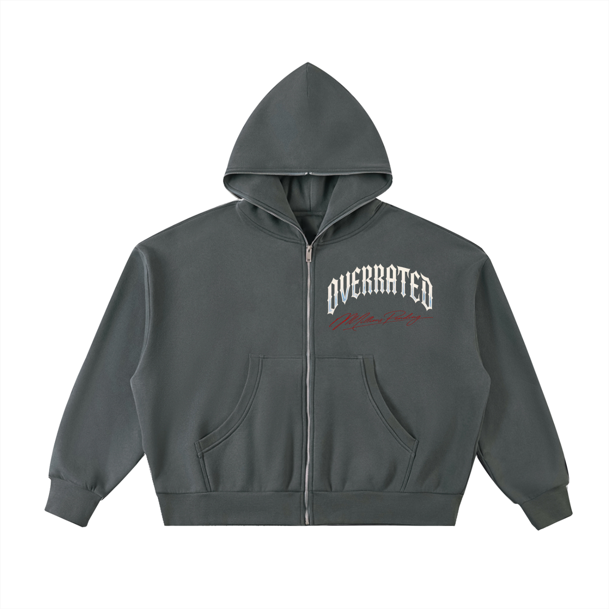 Sweat à capuche court unisexe zippé Premium Overrated Trending NFEO Streetwear Essentials