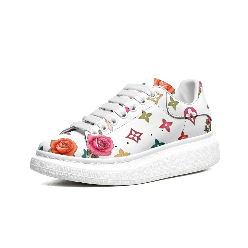 Baskets personnalisées avec plateforme, motif floral blanc, pour femmes – Cadeaux d'été personnalisés pour elle – Chaussures