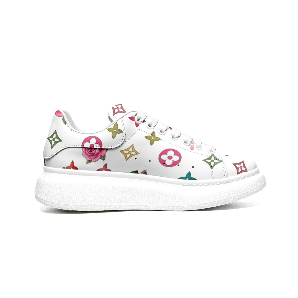 Baskets personnalisées avec plateforme, motif floral blanc, pour femmes – Cadeaux d'été personnalisés pour elle – Chaussures