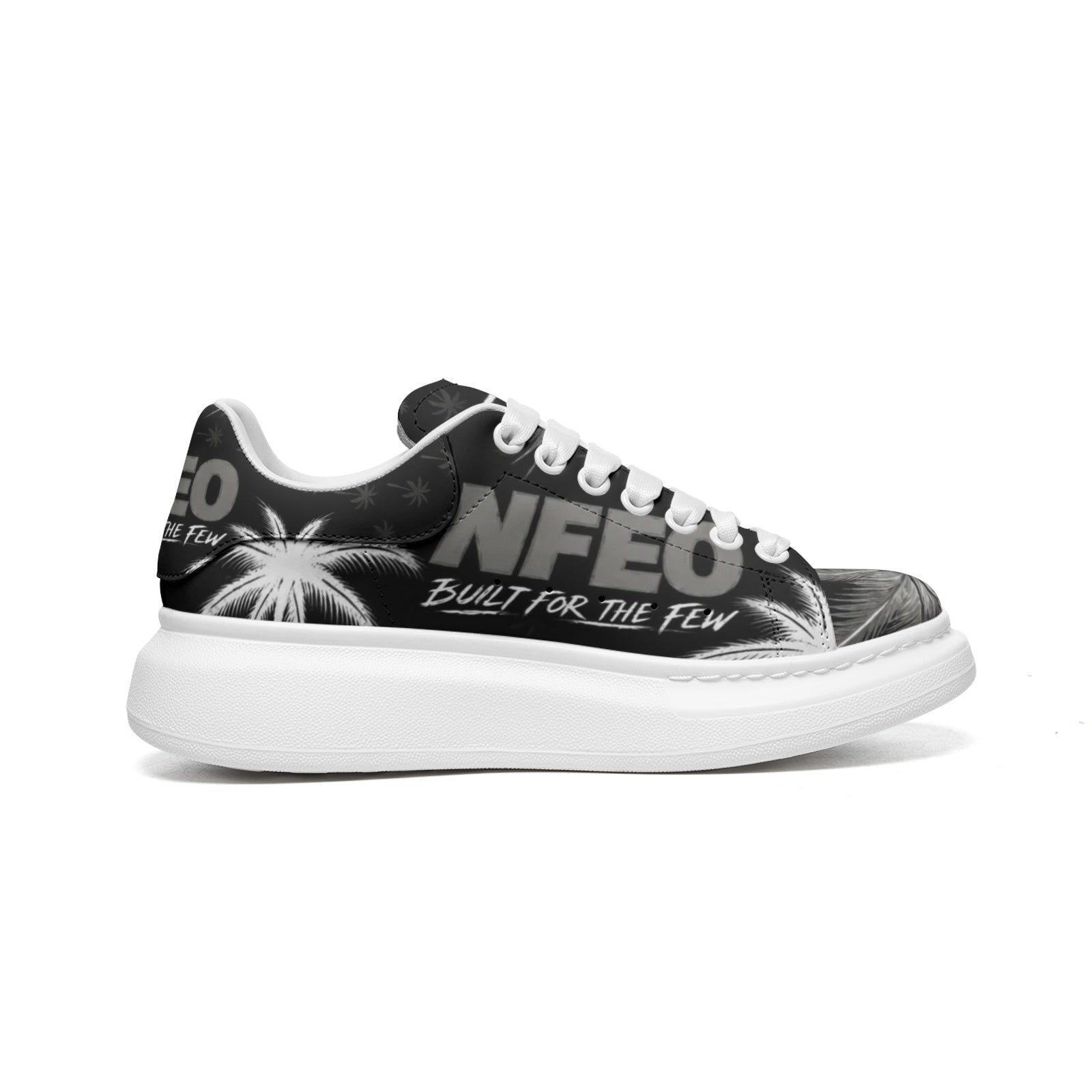 Platform Sneakers Non Slip Fat Laces NFEO Faux Leather Smoke Gray Chunky-sole Designer Footwear
