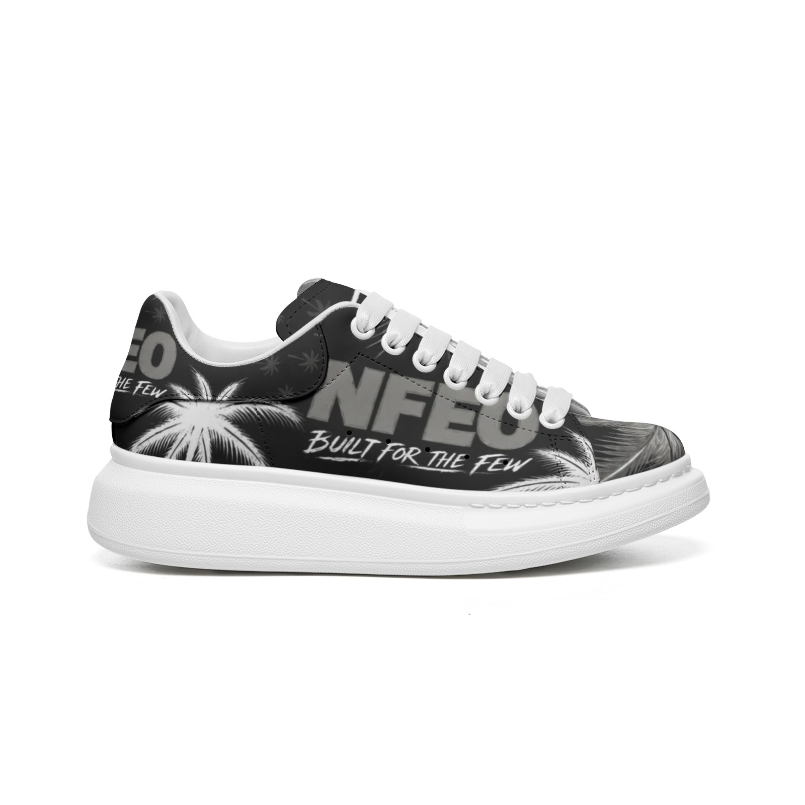 Platform Sneakers Non Slip Fat Laces NFEO Faux Leather Smoke Gray Chunky-sole Designer Footwear
