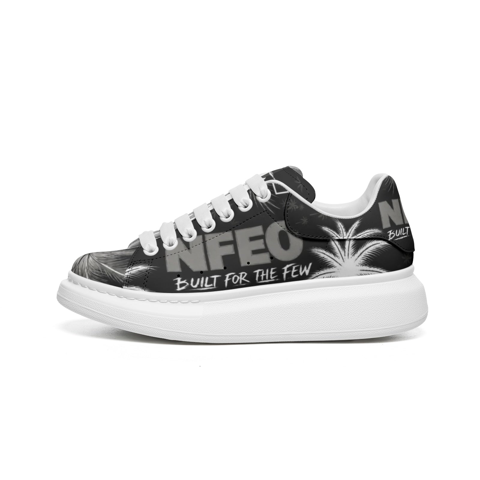 Platform Sneakers Non Slip Fat Laces NFEO Faux Leather Smoke Gray Chunky-sole Designer Footwear