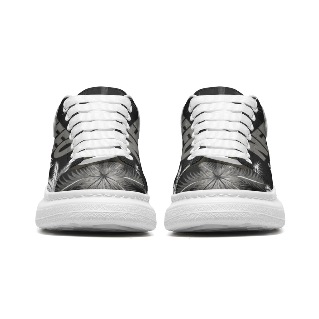 Platform Sneakers Non Slip Fat Laces NFEO Faux Leather Smoke Gray Chunky-sole Designer Footwear