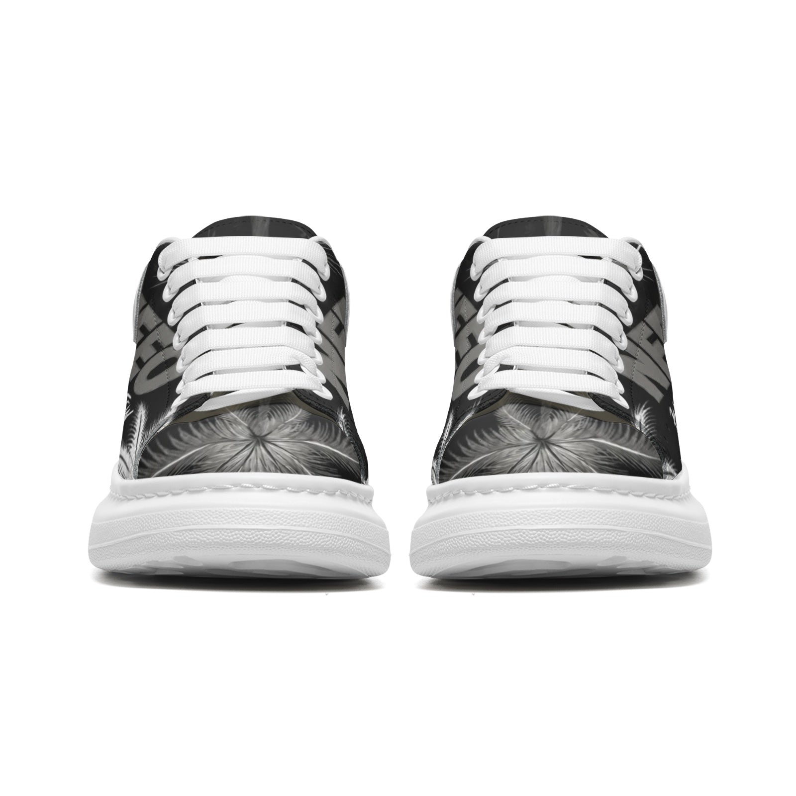 Platform Sneakers Non Slip Fat Laces NFEO Faux Leather Smoke Gray Chunky-sole Designer Footwear