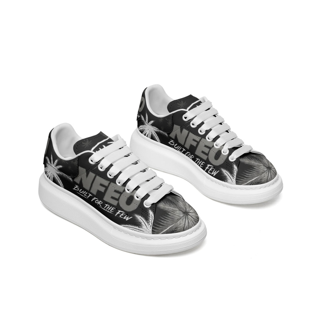 Platform Sneakers Non Slip Fat Laces NFEO Faux Leather Smoke Gray Chunky-sole Designer Footwear