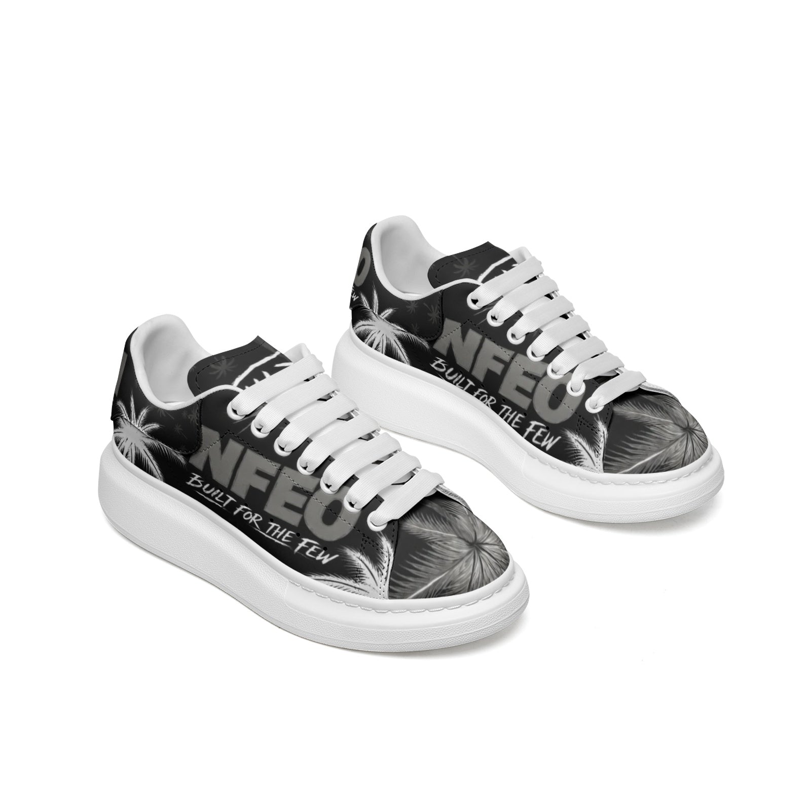 Platform Sneakers Non Slip Fat Laces NFEO Faux Leather Smoke Gray Chunky-sole Designer Footwear