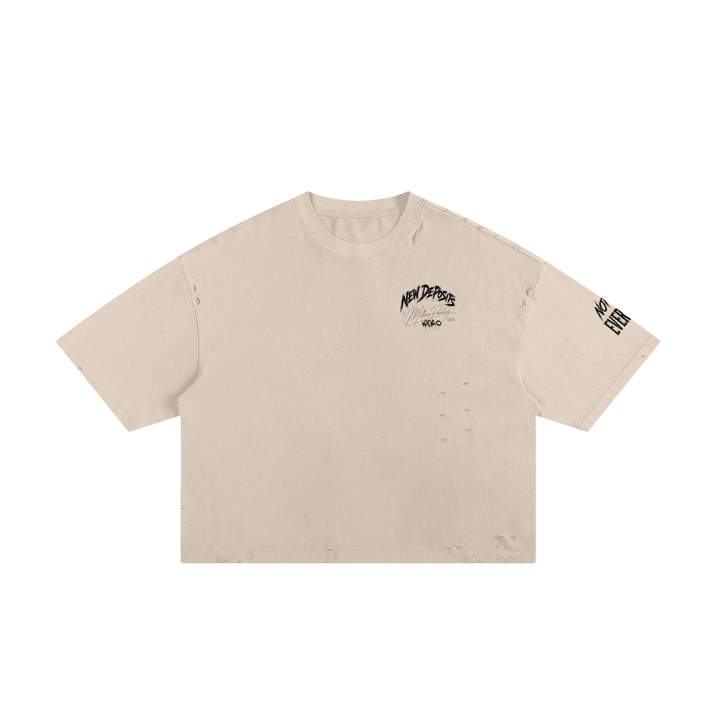 New Deposits Frayed Boxy Designer Tee - Millions Pending NFEO Premium Distressed Streetwear Essentials Entrepreneurs Fashion