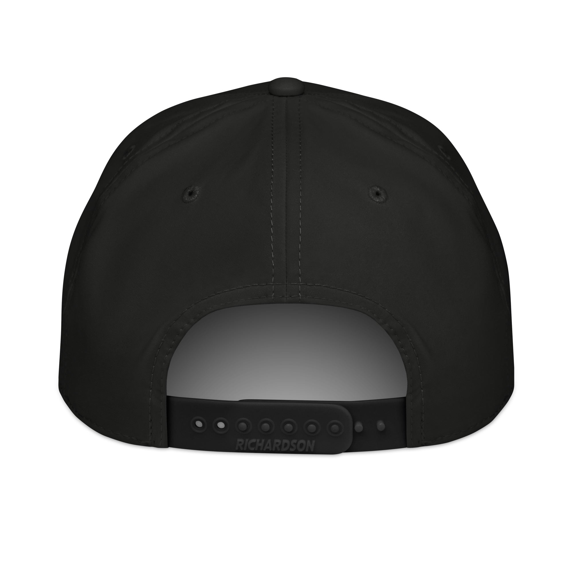 Back view: NFEO Richardson Rope Hat featuring bold 'Built For The Few' embroidery. Premium black snapback with signature white rope detail. Luxury streetwear headwear for entrepreneurs. A high-quality, structured essential accessory from the NFEO collection, representing the Built For The Few brand mission and elite urban fashion standards