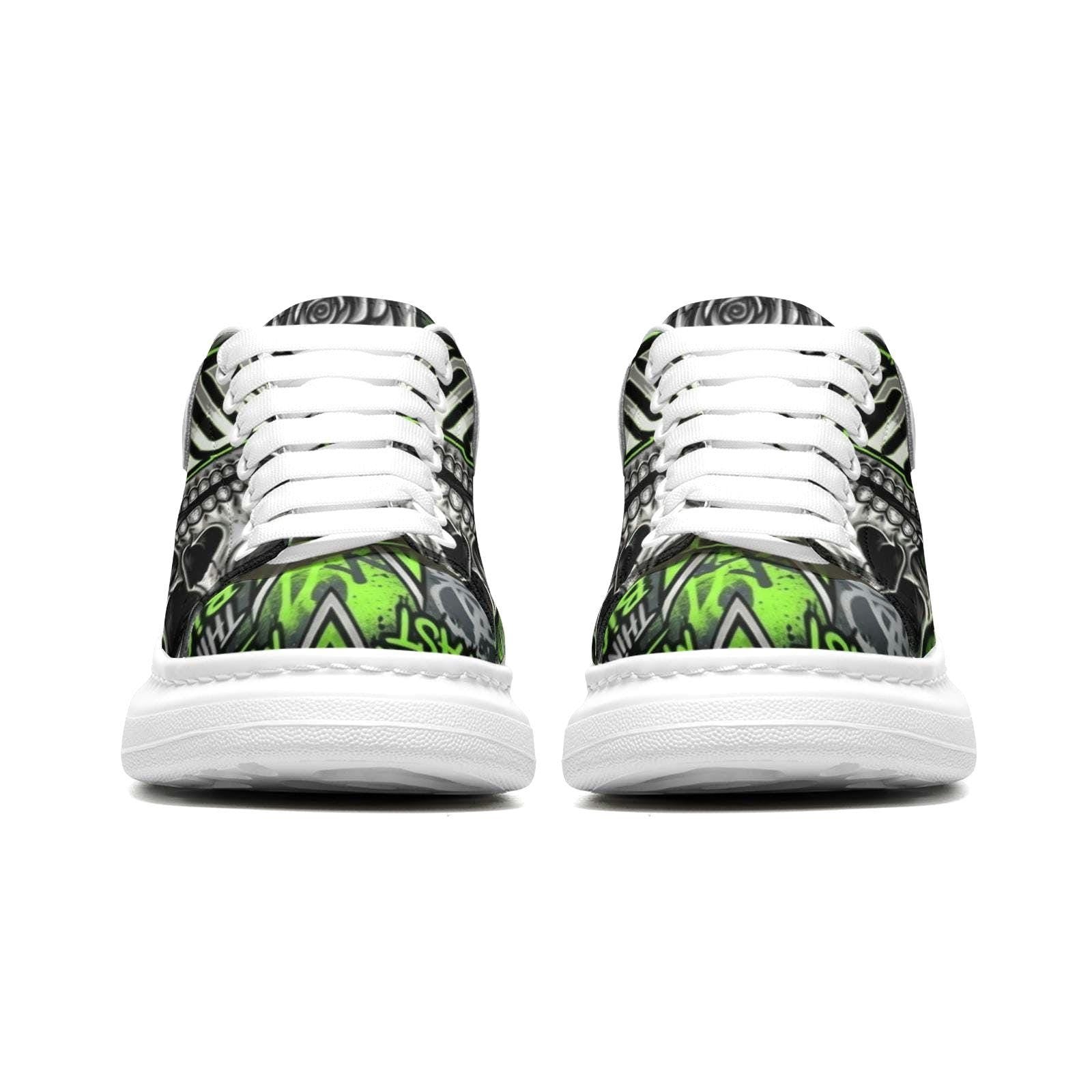 Custom Unisex Sneakers Men Women Streetwear Graffiti Platform Shoes Chunky sole Fat Laces