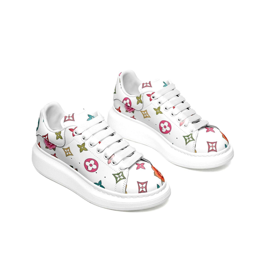 Baskets personnalisées avec plateforme, motif floral blanc, pour femmes – Cadeaux d'été personnalisés pour elle – Chaussures