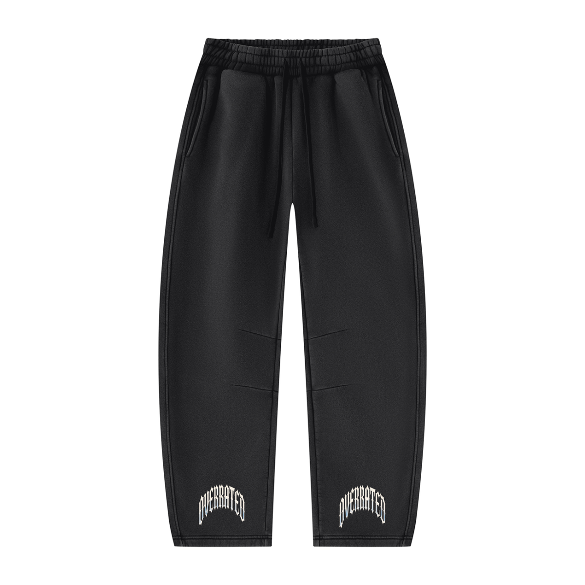 Pantalon de jogging unisexe en molleton à jambe large délavé style tendance et coupe haut de gamme assorti à l'ensemble t-shirt, sweat à capuche et casquette de camionneur en mousse de la collection Overrated