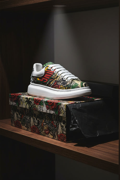 Baskets unisexe personnalisées Streetwear Jamaïque Afrique Chaussures à semelle épaisse Reggae Hypebeast Plateforme