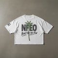 White Signature designer streetwear t-shirt featuring a structured boxy silhouette and raw distressed edge detailing. The front features minimalist signature branding, while the back displays the iconic NFEO and Built For The Few graphic logo. This premium heavy cotton garment represents the entrepreneurial struggle and exclusive streetwear aesthetic. Engineered for a relaxed urban fit, this essential statement piece is crafted for those who value individuality, resilience, and high-end fashion