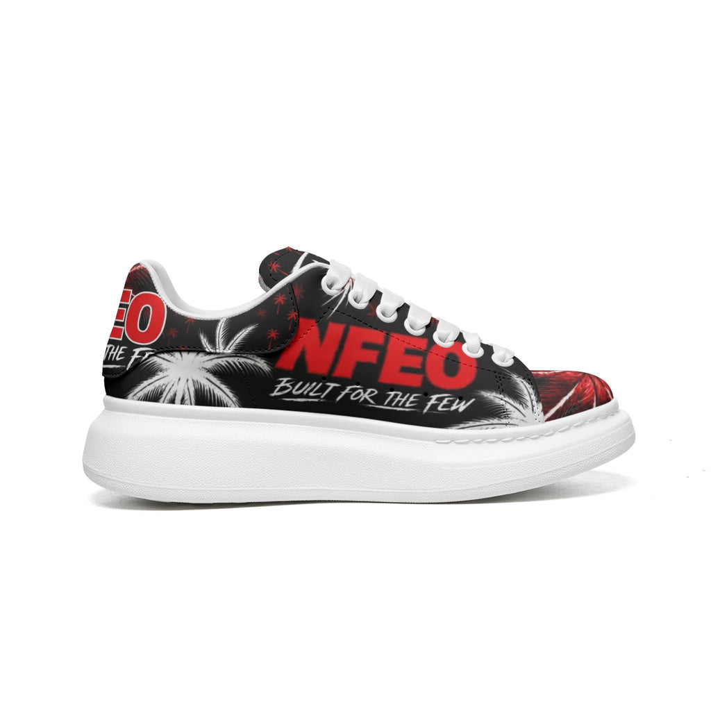 Side view: NFEO Platform Sneakers Built For The Few premium streetwear footwear featuring chunky sole designer silhouette, luxury urban fashion styling, entrepreneur lifestyle branding, exclusive sneaker culture design, modern streetwear shoes, statement fashion footwear, casual luxury sneakers, lifestyle streetwear apparel collection, premium designer-inspired platform sneakers for men and women, fashion-forward everyday footwear, urban luxury sneaker brand.