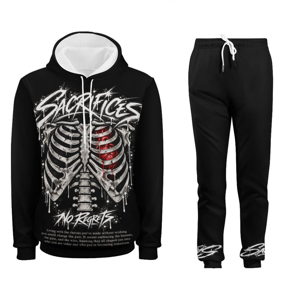 Black Unisex Hoodie & Jogger Set, 2 Piece Tracksuit, Graphic Streetwear Sweatsuit