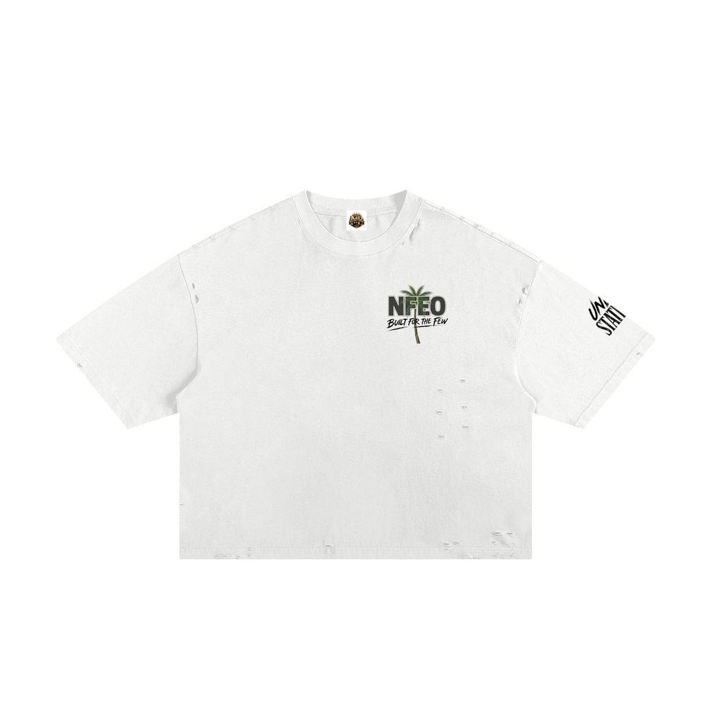 Premium UnisexHeavyweight Boxy Frayed Tee NFEO Cotton Oversized Loose Fit Drop Shoulder Streetwear Essential Entrepreneur Fashion