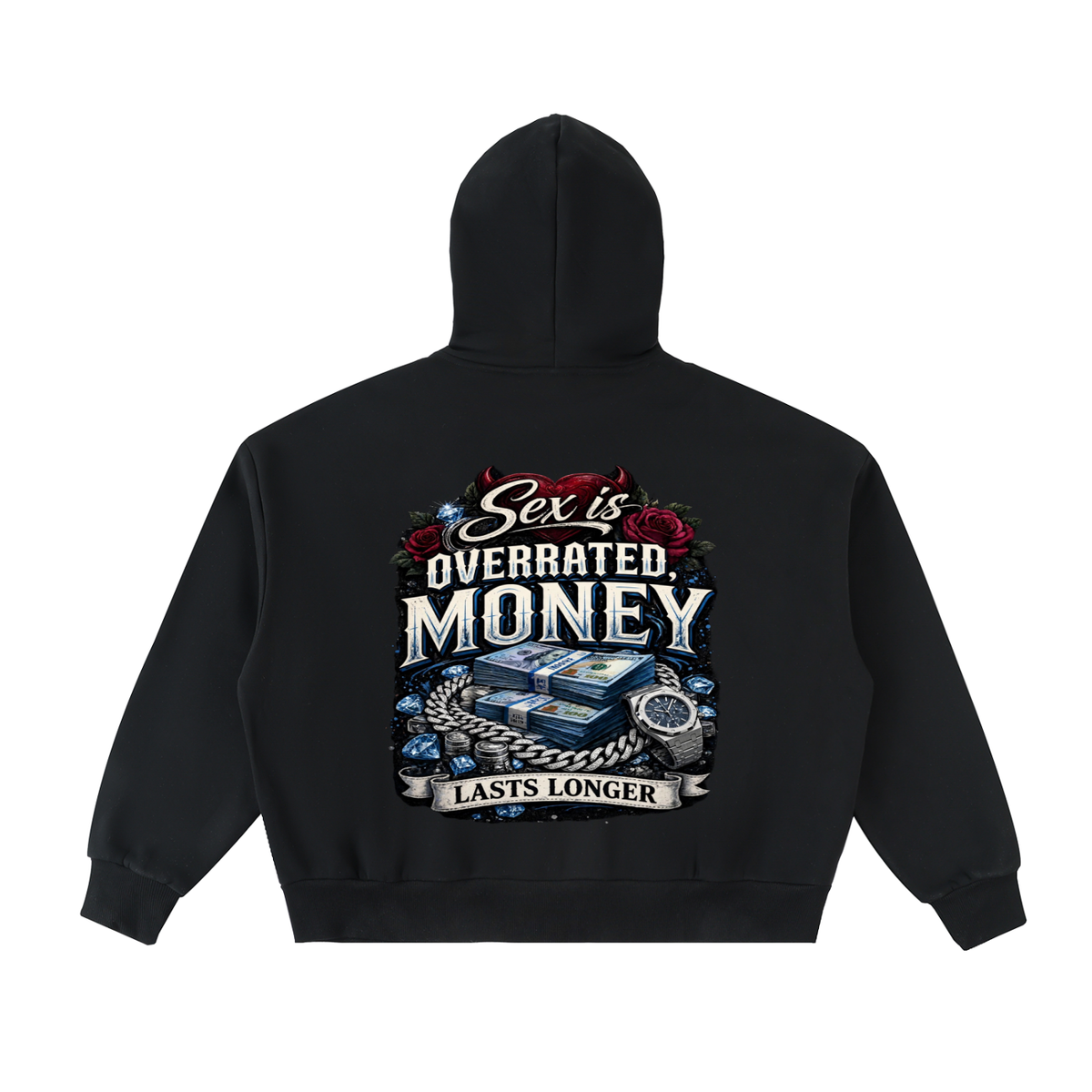 Sweat à capuche court unisexe zippé Premium Overrated Trending NFEO Streetwear Essentials