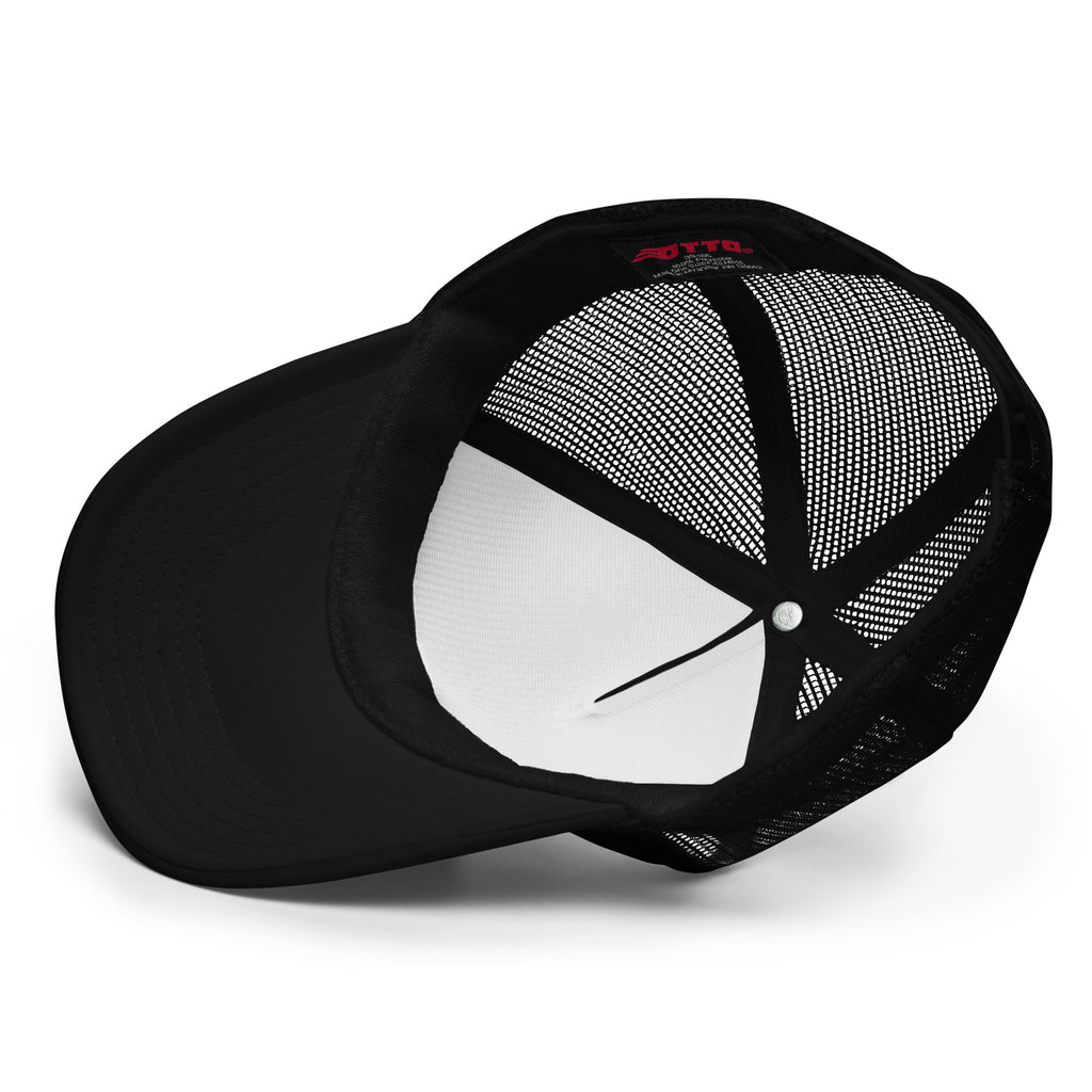 Black mesh cap on a white background