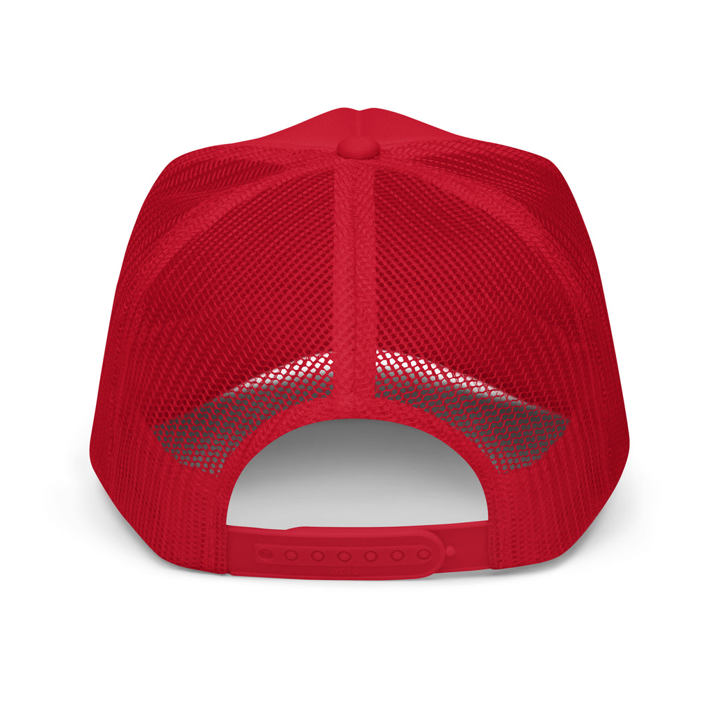 Red mesh cap on a white background